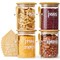 Talented Kitchen 4 Pack of 17 oz Stackable Glass Containers with Bamboo Lids, Spoons, and 157 Pre-Printed Labels - Canister Set for Dry Goods, Grains and Baking Essentials